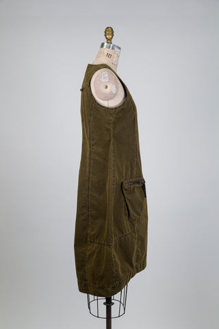 Pesto green cargo balloon dress (S+)