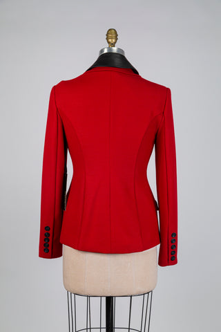 Blazer rouge à col en cuir amovible (6)