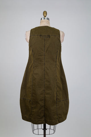 Pesto green cargo balloon dress (S+)