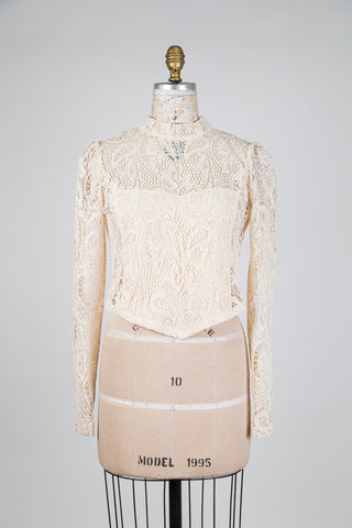 Cream lace blouse with bustier (6)