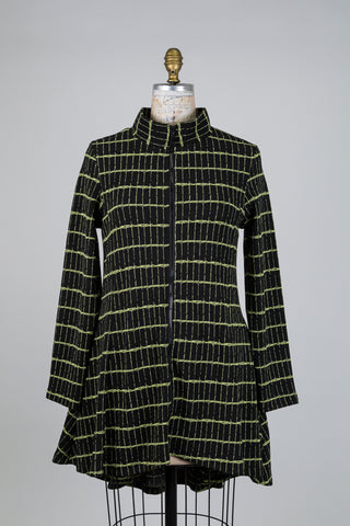 Tunique trapèze noire géo-lime (S)