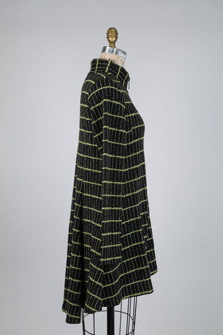 Black geometric-lime trapeze tunic (S)