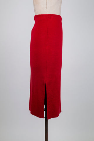 Jupe crayon en tricot rouge (S)