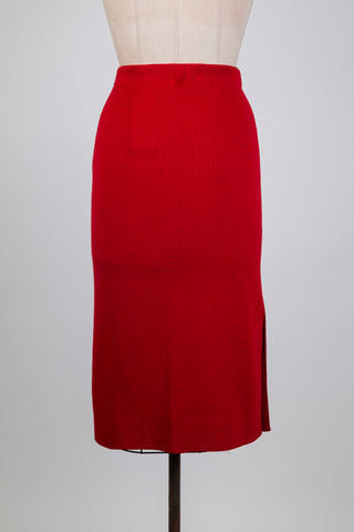 Jupe crayon en tricot rouge (S)