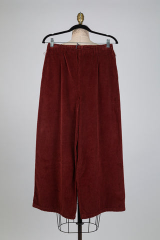 Pantalon en corduroy rouge brique (S)