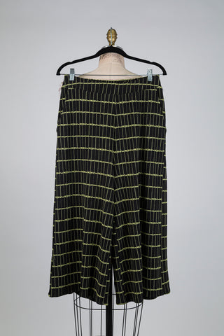 Pantalon palazzo noir géo-lime (S)