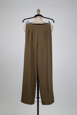 Pantalon jambe droite vert olive (XS)