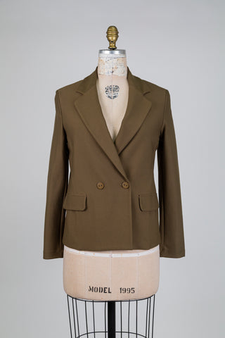 Blazer vert olive double boutonnage (S)