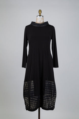 Robe bi-matière à rayures noir et bronze (S)