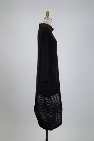 Robe bi-matière à rayures noir et bronze (S)