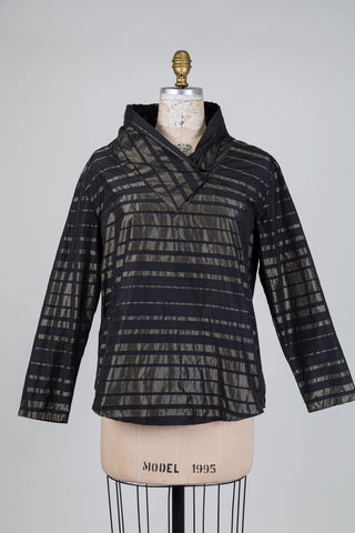Tunique col montant à rayures noir et bronze (S)
