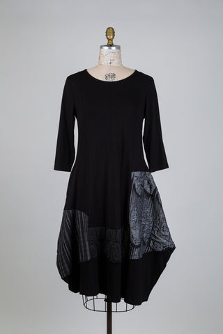 Robe ballon patchwork gris stratifié (S)