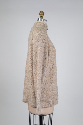 Heather beige knit sweater with zip neck (6)