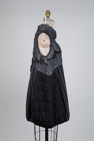 Grey laminated patchwork balloon tunic (S)