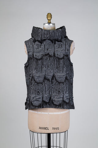 Débardeur col cheminée gris stratifié (S)