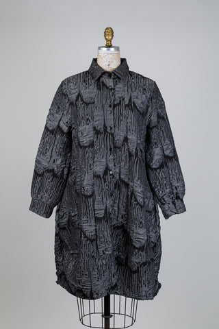 Robe ballon col chemisier gris stratifié (S)