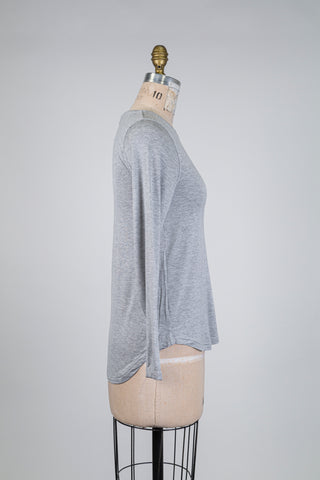 T-shirt gris chiné à manches longues (XS-M-L-XXL)