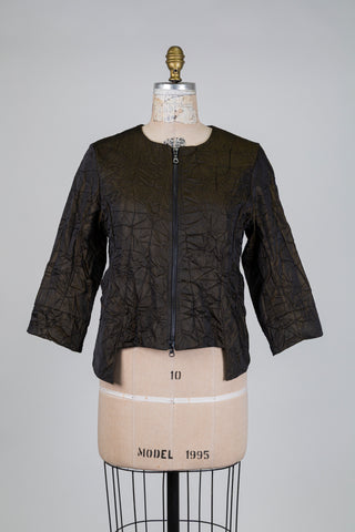 Veste kaki moiré effet froissé (S)