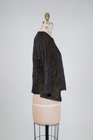 Khaki moiré jacket with a crinkled effect (S)