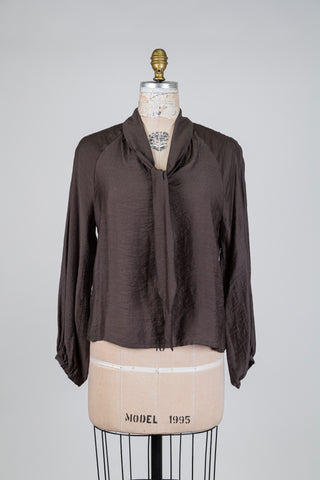 Blouse choco à col lavallière (S)