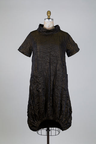 Robe ballon kaki moiré effet froissé (S)