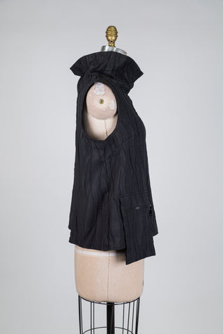 Débardeur noir col cheminée texturé (S)