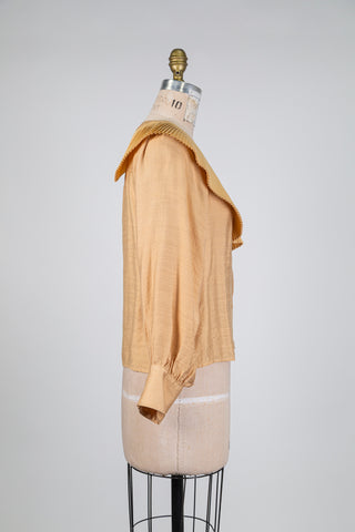 Gold blouse with an untamed mane collar (S)