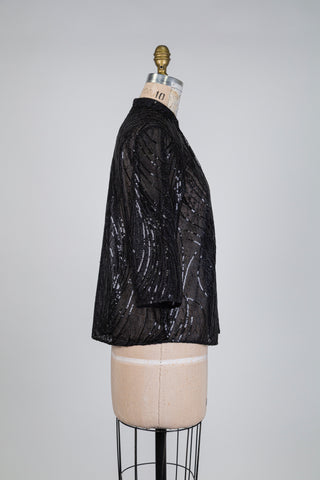 Chemisier diaphane noir à paillettes dansantes (6)