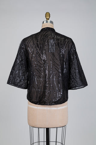 Chemisier diaphane noir à paillettes dansantes (6)