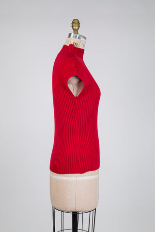 Bright red ribbed tank top (S)
