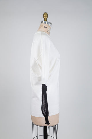 White sweater with sheer black sleeves (One Size)