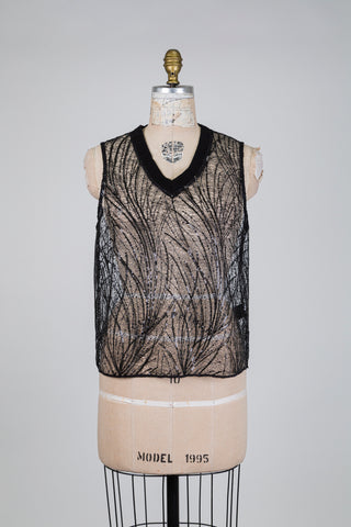 Débardeur diaphane noir à paillettes dansantes (6)