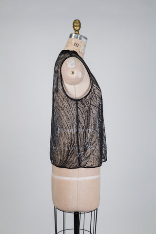 Débardeur diaphane noir à paillettes dansantes (6)