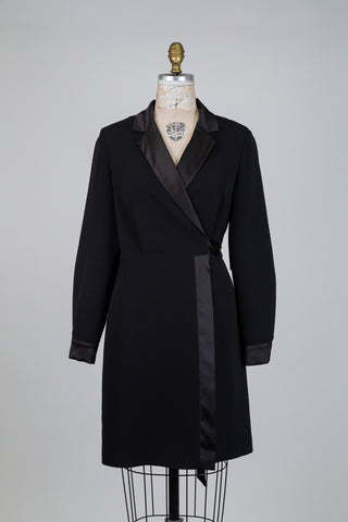 Black wrap dress, blazer style (6)