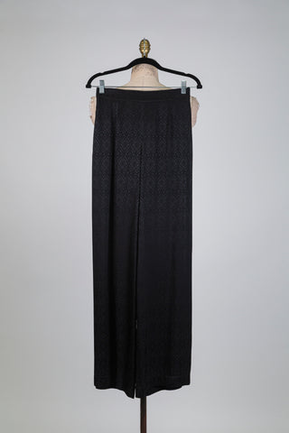 Pantalon noir fluide à motif damassé (6)