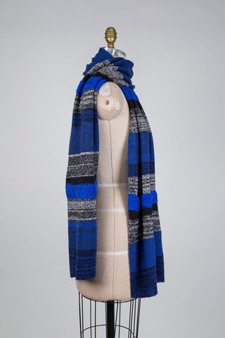 Foulard en tricot bleu cobalt à rayures (TU)