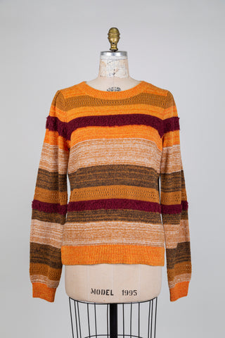 Orange striped knit sweater (L)