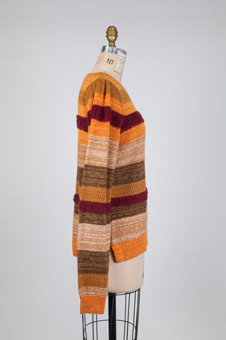 Orange striped knit sweater (L)