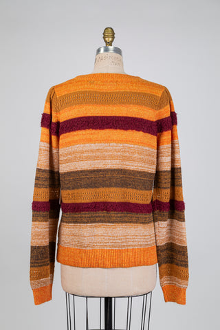 Orange striped knit sweater (L)