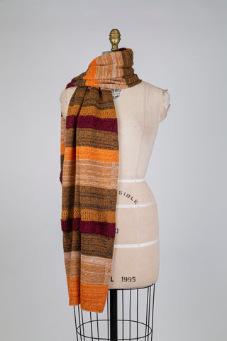 Orange striped knitted scarf (One Size)