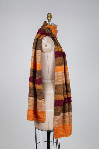Orange striped knitted scarf (One Size)