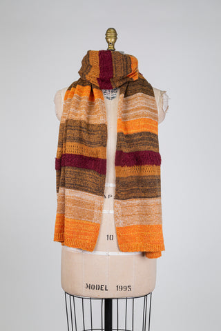 Orange striped knitted scarf (One Size)