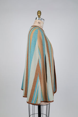 Striped cape with faux leather trim (S)