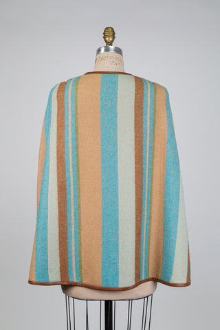 Striped cape with faux leather trim (S)