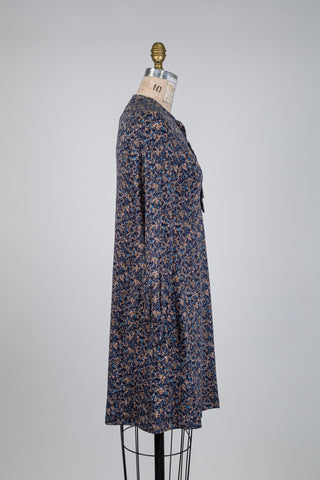 Robe à col noué fleurs bleues (S)