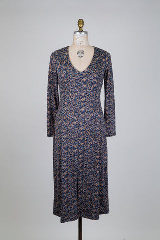 Robe col en V fleurs bleues (S)