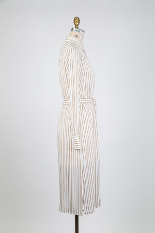 Robe chemisier crème à rayures noir-caramel (0 à 6 + 10)