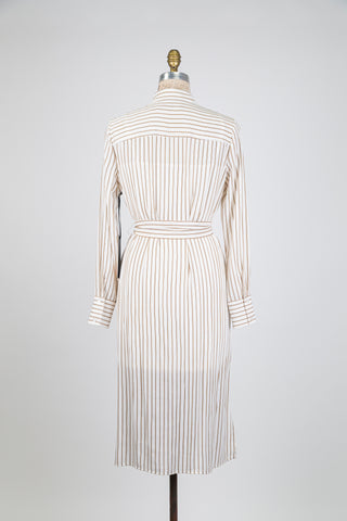 Robe chemisier crème à rayures noir-caramel (0 à 6 + 10)