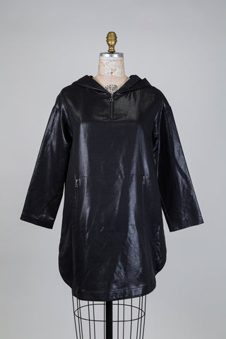 Metallic black hoodie-style dress (XS)