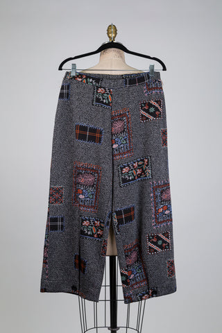 Pantalon ballon chevrons et fleurs (S)